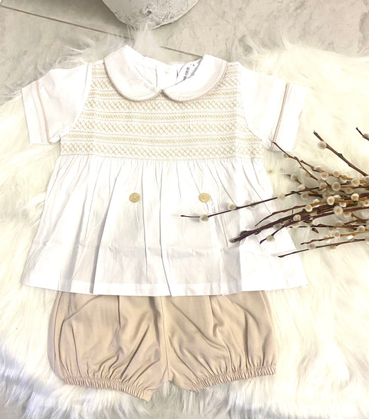 Louis Cream Smock Shirt Set